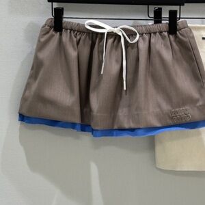 Miu Miu Brown Skirt with Blue Trim